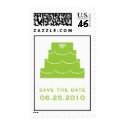 Green wedding cake save the date wedding postage stamp
