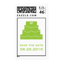 Green wedding cake save the date wedding postage stamps
