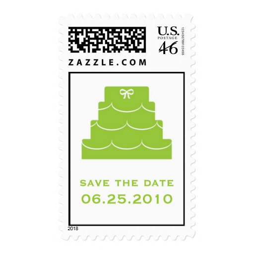 Green wedding cake save the date wedding postage