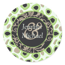 Green Wedding Favor Labels Round Stickers