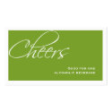 Green wedding formal custom event drink ticket profilecard