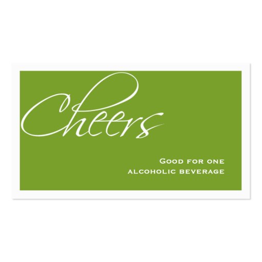 Green wedding formal custom event drink ticket business card