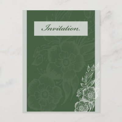 Green wedding invitation postcard