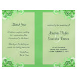 Green Wedding Program Ceremony and Wedding Party flyers