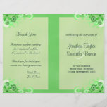 Green Wedding Program Ceremony and Wedding Party Custom Flyer