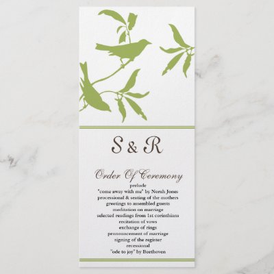 green Wedding program Personalized Rack Card