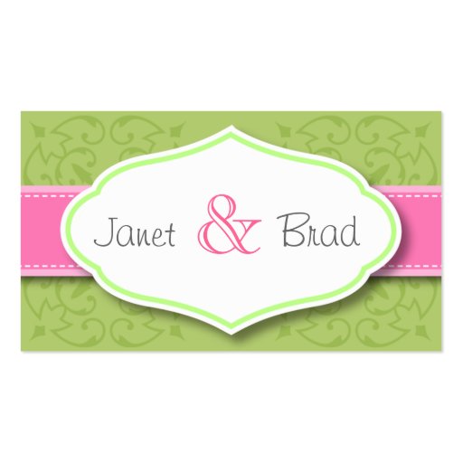 Green Wedding Thank You Favor Cards Business Card Templates (front side)