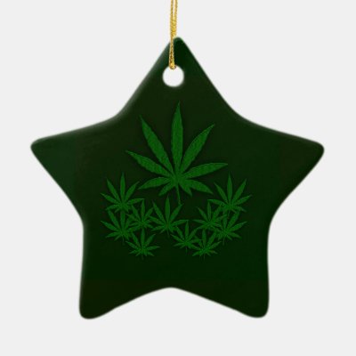 Green Weed Double-Sided Star Ceramic Christmas Ornament