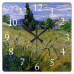 Green Wheat Field with Cypress by Van Gogh. Wallclock
