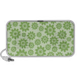 Green whimsical doodle flower pattern speakers