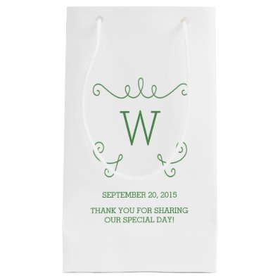 Green Whimsical Flourish Monogram Gift Bag