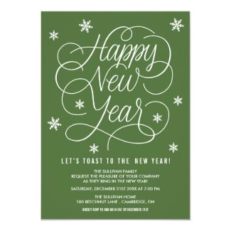 Green Whimsical New Year's Eve Party Invitation