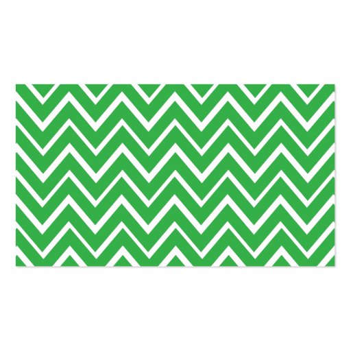 Green whimsical zig zags zigzag chevron pattern business card templates (back side)