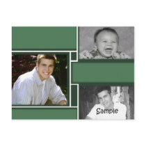 Green & White 3 photo graduation card postcards by partypassion Green & White 3 photo graduation card postcards