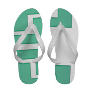 Green White Abstract Summer Flip Flops