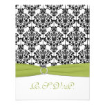 Green, White, and Black Damask II RSVP Card Custom Invitation