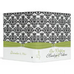 Green, White and Black Damask Wedding Binder