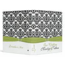 Green, White and Black Damask Wedding Binder