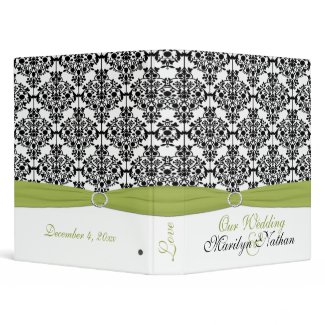 Green, White and Black Damask Wedding Binder binder