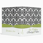 Green, White and Black Damask Wedding Binder