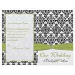 Green, White, and Black Damask Wedding Program flyers