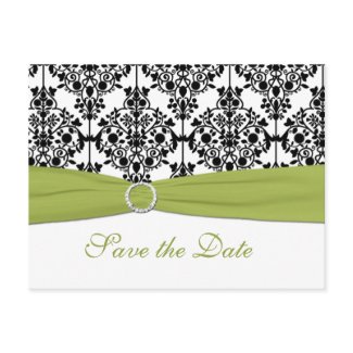 Green, White and Black Save the Date Postcard postcard