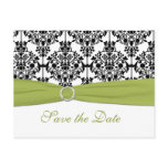 Green, White and Black Save the Date Postcard