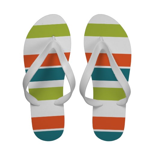 Green White And Orange Stripes Sandals