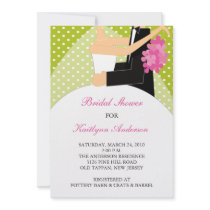 Green & White Bride Bridal Shower Invitation by celebrateitinvites Green & White Bride Bridal Shower Invitation