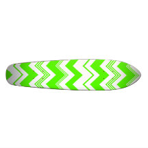 Green White Chevron Pattern Skate Board Deck