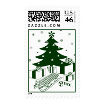 Green & White Christmas Postage