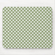 Green White Criss Cross Diamond Argyle Pattern Mouse Pad