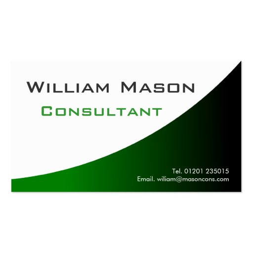 Green White Curved, Professional Business Card (front side)