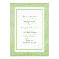 Green & White Damask Wedding Anniversary Invite invitations