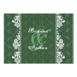 Green & White Damask Wedding Invitation at Zazzle