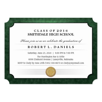Green & White Diploma Graduation Party Invitation by juliea2010 at Zazzle