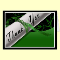 Green & White Diploma Thank You Card cards