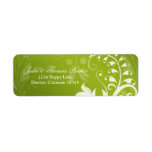 Green White Floral Wedding Return Address Label