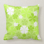 Green white flowers throw pillows