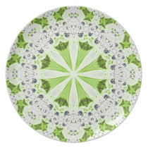 Green White Fractal Lace Plate