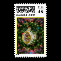 Green White Gold Stamp stamps