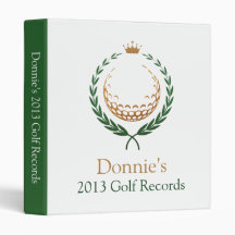 Green White Golfer Golf Score Record Keeping Vinyl Binder