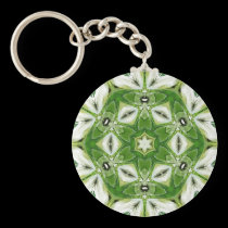 Green White Hexagon Kaleidoscope Keychain keychains