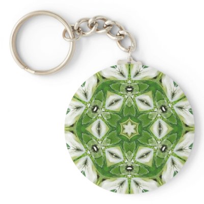 Green White Hexagon Kaleidoscope Keychain keychain