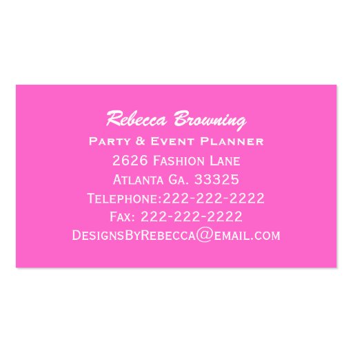 Green White Pink Chevron: Monogram Business Card (back side)