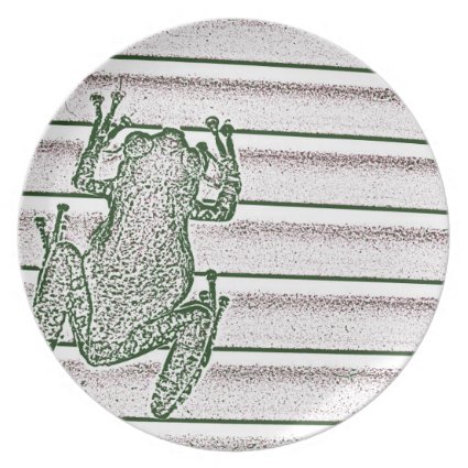 green white pink frog design amphibian design party plate