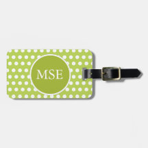 Green White Polka Dot Pattern Tags For Bags