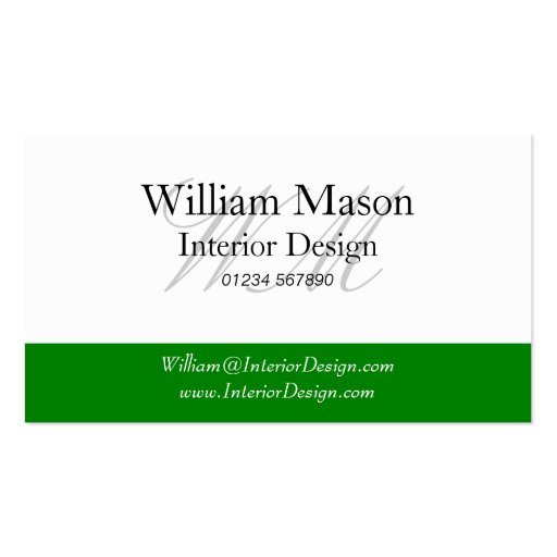Green & White Professional Business Card (front side)