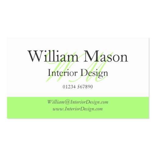Green & White Professional Business Card (front side)