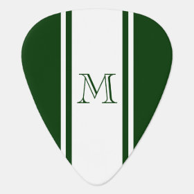 Green & White Racer Stripe Monogram Guitar Pick